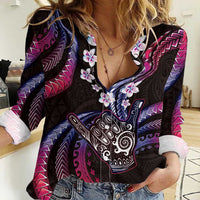 Hawaii Shaka Sign Women Casual Shirt Fantastic Frangipani Sweet Vibes LT01 Female Pink - Polynesian Pride