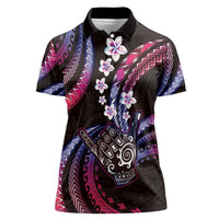 Hawaii Shaka Sign Women Polo Shirt Fantastic Frangipani Sweet Vibes LT01 Female Pink - Polynesian Pride