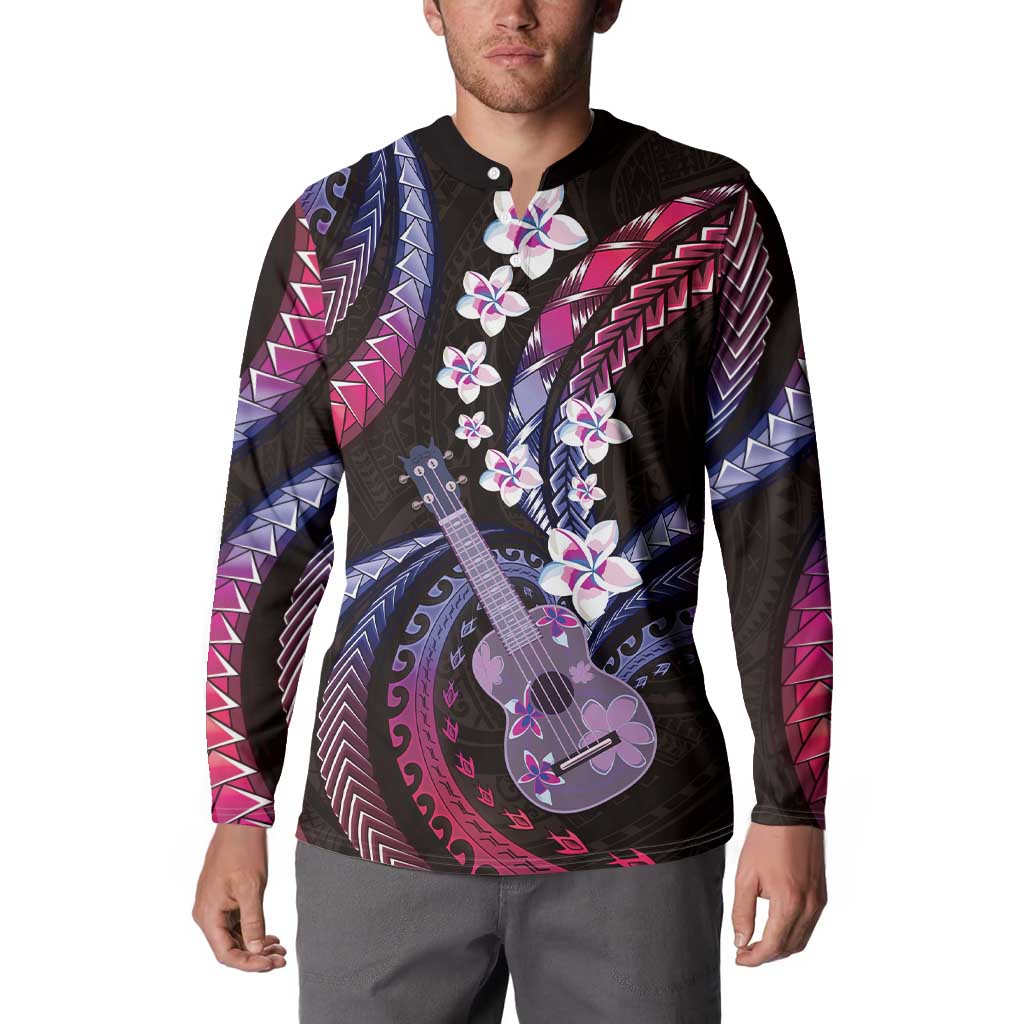 Hawaiian Ukulele Button Sweatshirt Sweet Dream Fantastic Plumeria