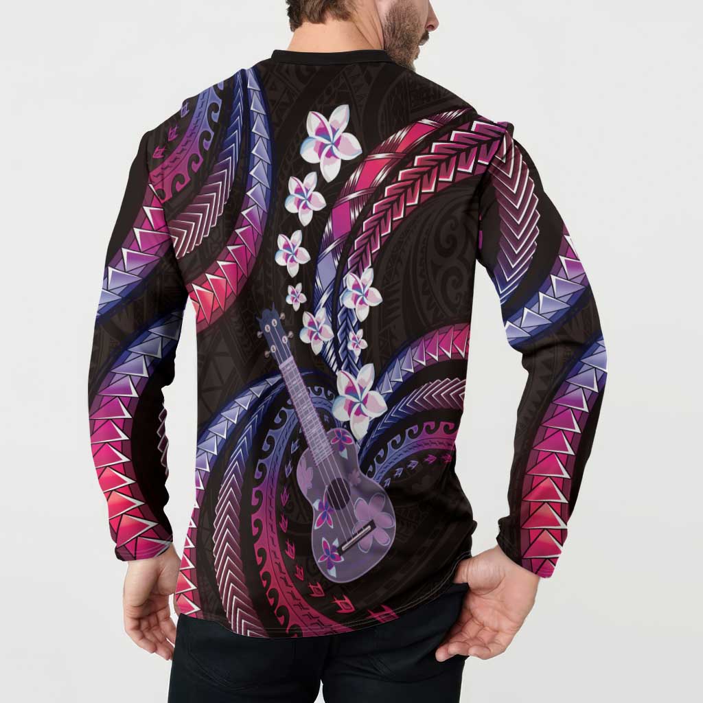 Hawaiian Ukulele Button Sweatshirt Sweet Dream Fantastic Plumeria
