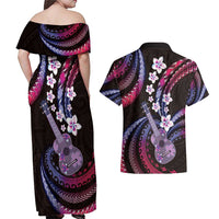 Hawaiian Ukulele Couples Matching Off Shoulder Maxi Dress and Hawaiian Shirt Sweet Dream Fantastic Plumeria LT01 - Polynesian Pride
