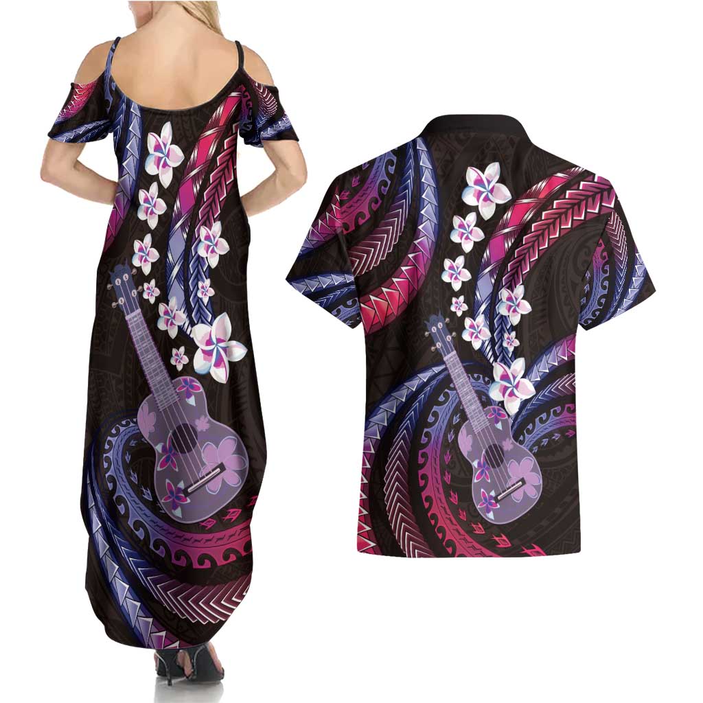 Hawaiian Ukulele Couples Matching Summer Maxi Dress and Hawaiian Shirt Sweet Dream Fantastic Plumeria LT01 - Polynesian Pride