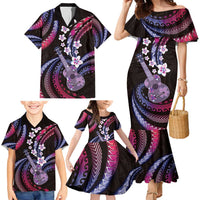 Hawaiian Ukulele Family Matching Mermaid Dress and Hawaiian Shirt Sweet Dream Fantastic Plumeria LT01 - Polynesian Pride
