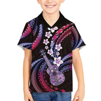 Hawaiian Ukulele Family Matching Off Shoulder Maxi Dress and Hawaiian Shirt Sweet Dream Fantastic Plumeria LT01 Son's Shirt Pink - Polynesian Pride