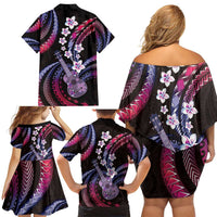 Hawaiian Ukulele Family Matching Off Shoulder Short Dress and Hawaiian Shirt Sweet Dream Fantastic Plumeria LT01 - Polynesian Pride