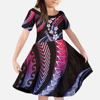 Hawaiian Ukulele Family Matching Puletasi and Hawaiian Shirt Sweet Dream Fantastic Plumeria LT01 Daughter's Dress Pink - Polynesian Pride