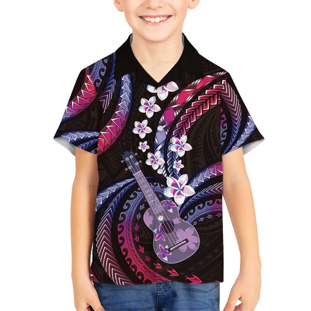 Hawaiian Ukulele Family Matching Puletasi and Hawaiian Shirt Sweet Dream Fantastic Plumeria LT01 Son's Shirt Pink - Polynesian Pride