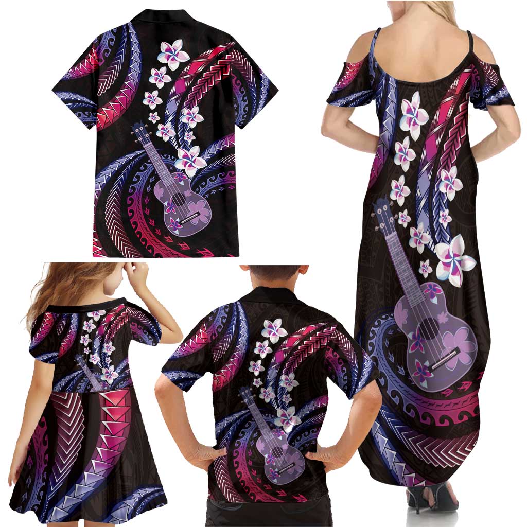 Hawaiian Ukulele Family Matching Summer Maxi Dress and Hawaiian Shirt Sweet Dream Fantastic Plumeria LT01 - Polynesian Pride