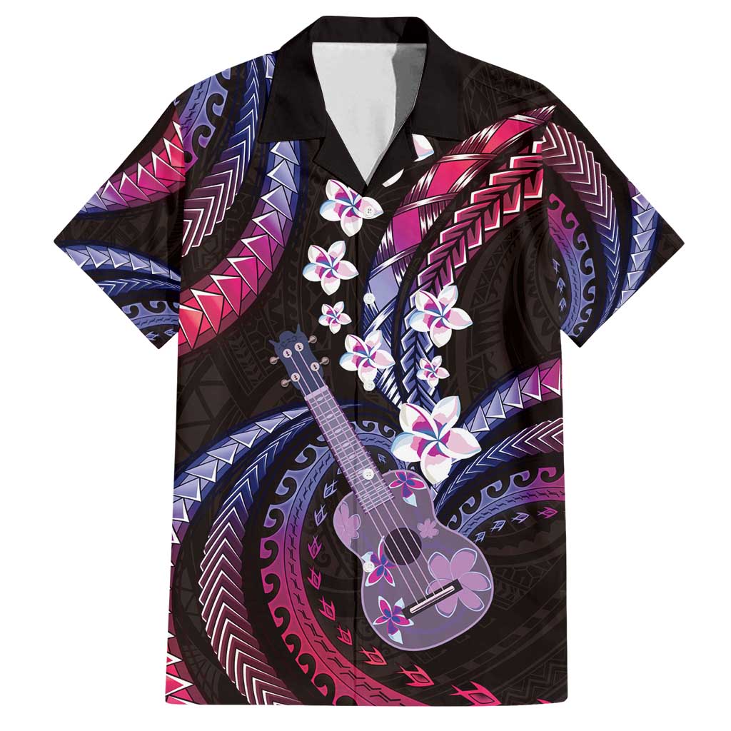 Hawaiian Ukulele Family Matching Summer Maxi Dress and Hawaiian Shirt Sweet Dream Fantastic Plumeria LT01 Dad's Shirt - Short Sleeve Pink - Polynesian Pride