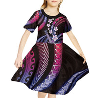 Hawaiian Ukulele Kid Short Sleeve Dress Sweet Dream Fantastic Plumeria