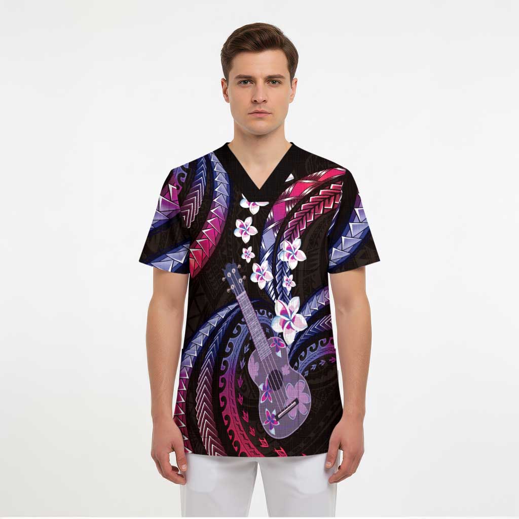 Hawaiian Ukulele Scrub Top Sweet Dream Fantastic Plumeria - Polynesian Pride