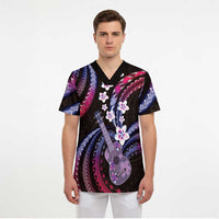 Hawaiian Ukulele Scrub Top Sweet Dream Fantastic Plumeria - Polynesian Pride