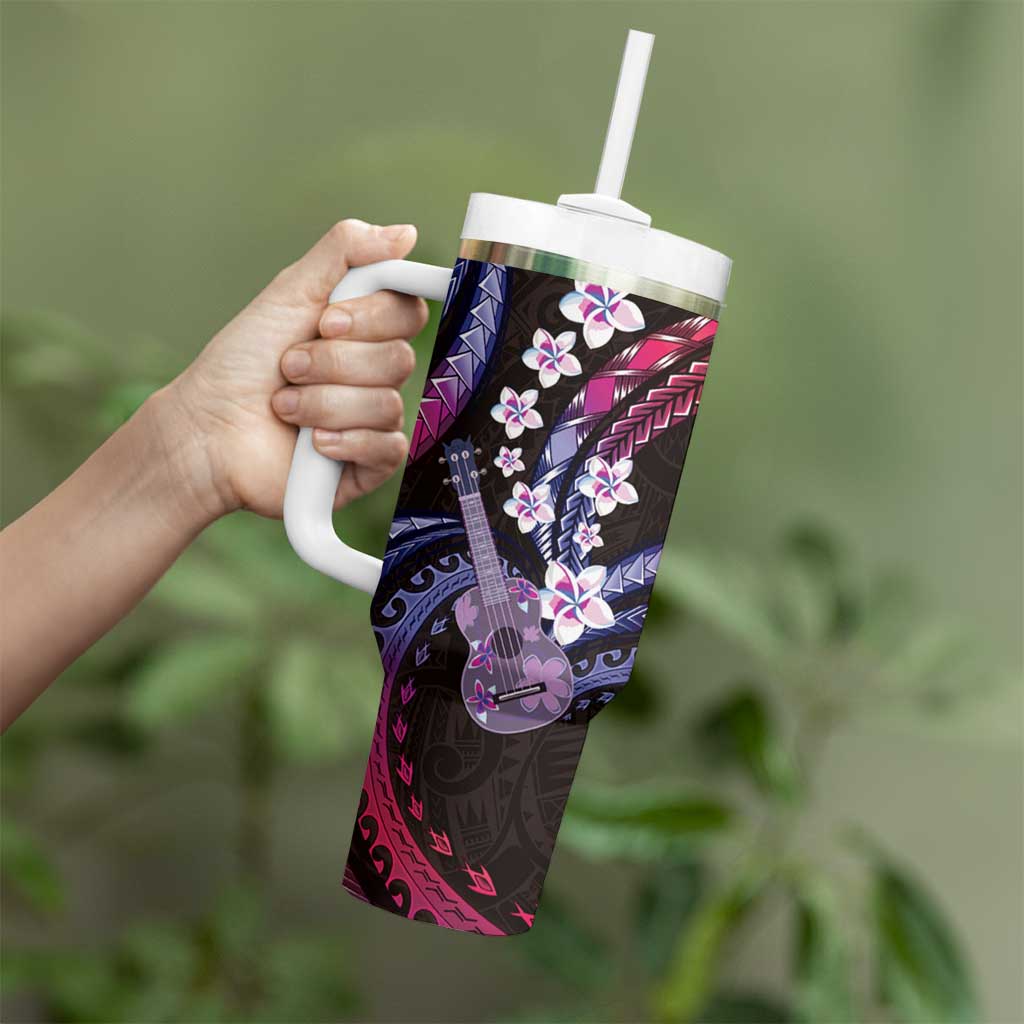 Hawaiian Ukulele Tumbler With Handle Sweet Dream Fantastic Plumeria