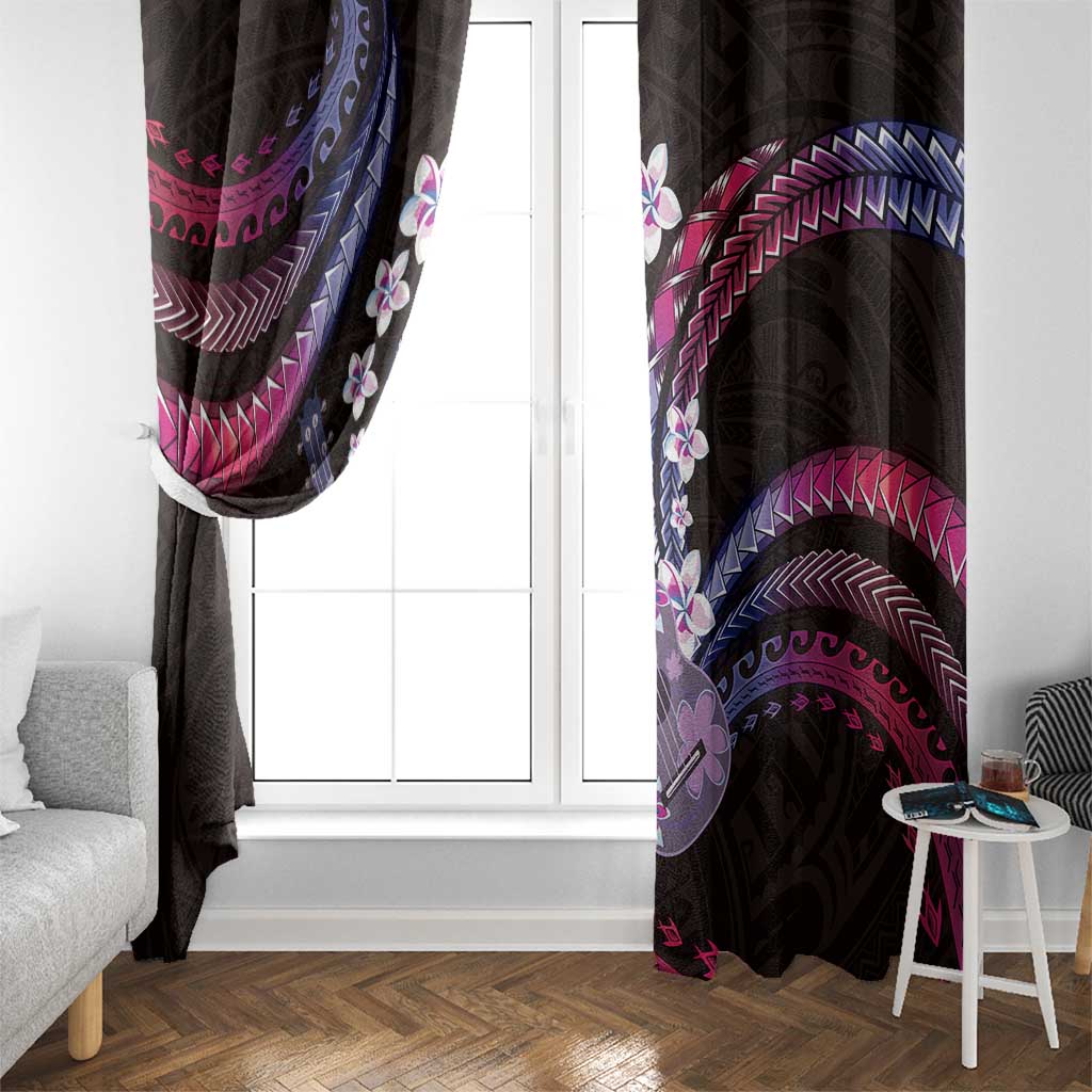 Hawaiian Ukulele Window Curtain Sweet Dream Fantastic Plumeria