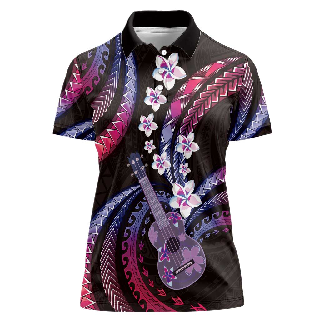 Hawaiian Ukulele Women Polo Shirt Sweet Dream Fantastic Plumeria LT01 Female Pink - Polynesian Pride