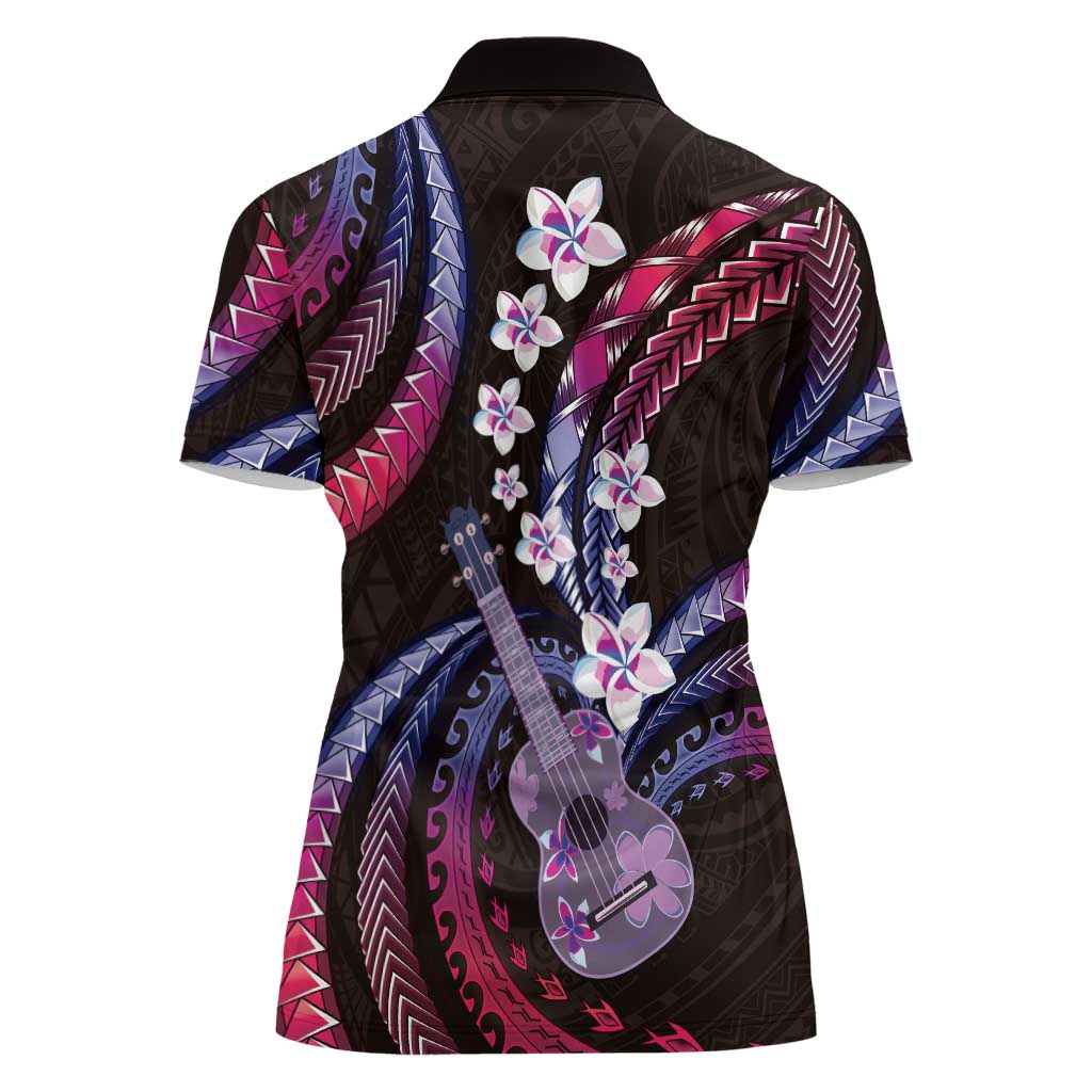 Hawaiian Ukulele Women Polo Shirt Sweet Dream Fantastic Plumeria LT01 - Polynesian Pride