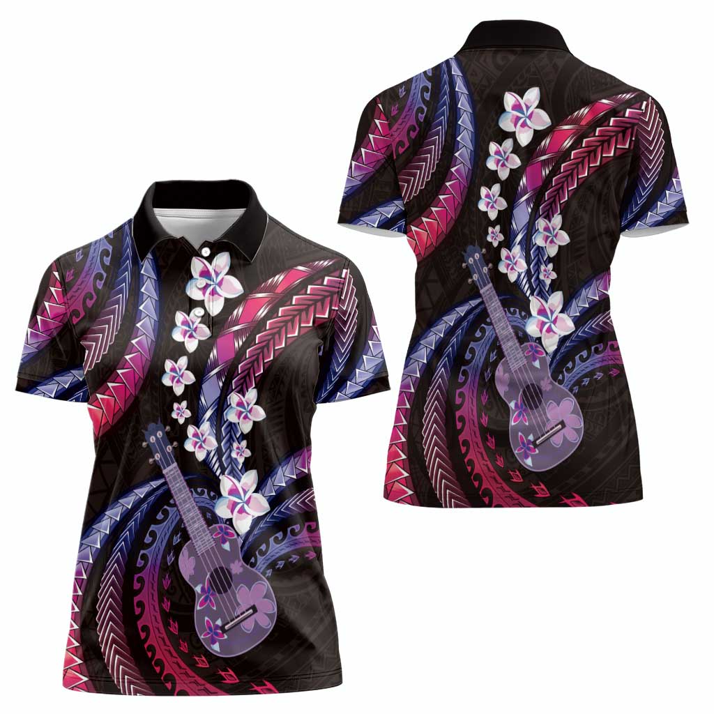 Hawaiian Ukulele Women Polo Shirt Sweet Dream Fantastic Plumeria LT01 - Polynesian Pride