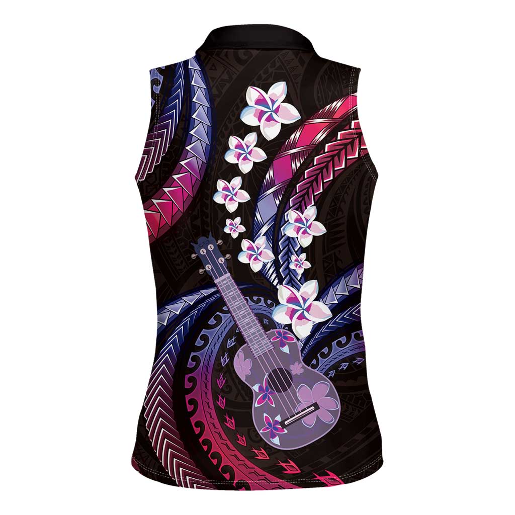 Hawaiian Ukulele Women Sleeveless Polo Shirt Sweet Dream Fantastic Plumeria LT01 - Polynesian Pride