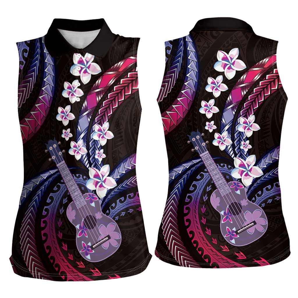 Hawaiian Ukulele Women Sleeveless Polo Shirt Sweet Dream Fantastic Plumeria LT01 - Polynesian Pride