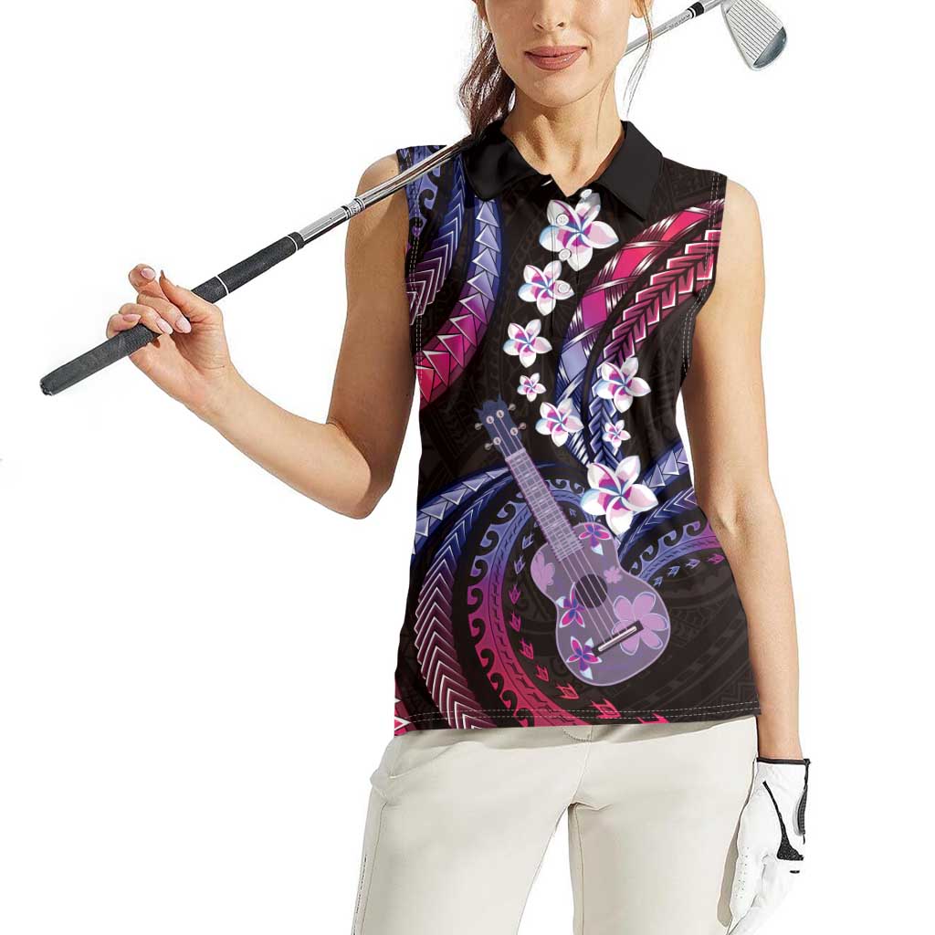 Hawaiian Ukulele Women Sleeveless Polo Shirt Sweet Dream Fantastic Plumeria LT01 - Polynesian Pride