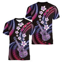 Hawaiian Ukulele Women V-Neck T-Shirt Sweet Dream Fantastic Plumeria LT01 - Polynesian Pride
