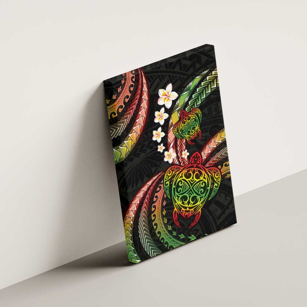 Hawaii Turtles Plumeria Canvas Wall Art Reggae Polynesian Pattern