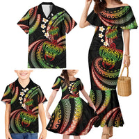 Hawaii Turtles Plumeria Family Matching Mermaid Dress and Hawaiian Shirt Reggae Polynesian Pattern LT01 - Polynesian Pride