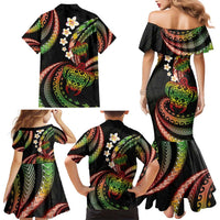 Hawaii Turtles Plumeria Family Matching Mermaid Dress and Hawaiian Shirt Reggae Polynesian Pattern LT01 - Polynesian Pride