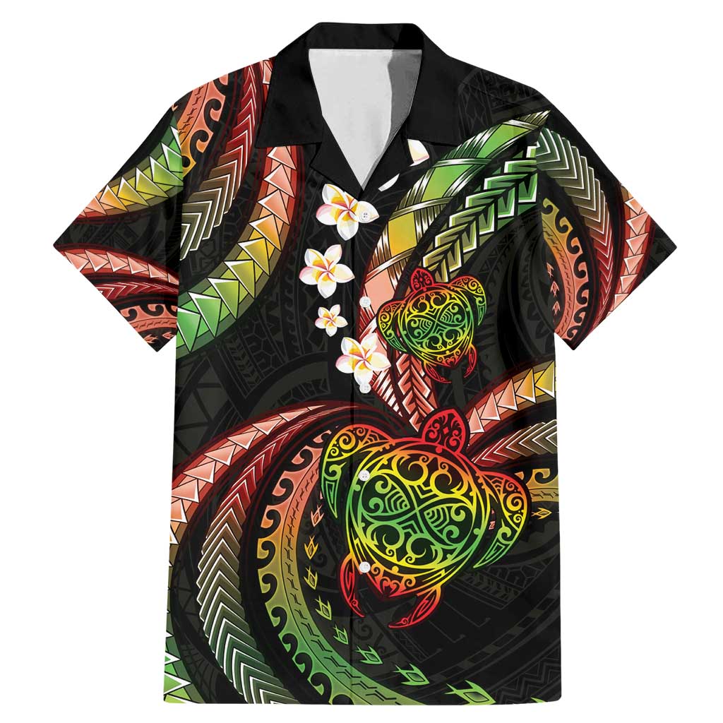 Hawaii Turtles Plumeria Family Matching Mermaid Dress and Hawaiian Shirt Reggae Polynesian Pattern LT01 Dad's Shirt - Short Sleeve Reggae - Polynesian Pride