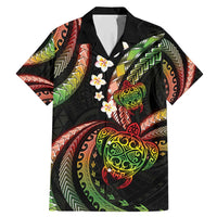 Hawaii Turtles Plumeria Family Matching Mermaid Dress and Hawaiian Shirt Reggae Polynesian Pattern LT01 Dad's Shirt - Short Sleeve Reggae - Polynesian Pride