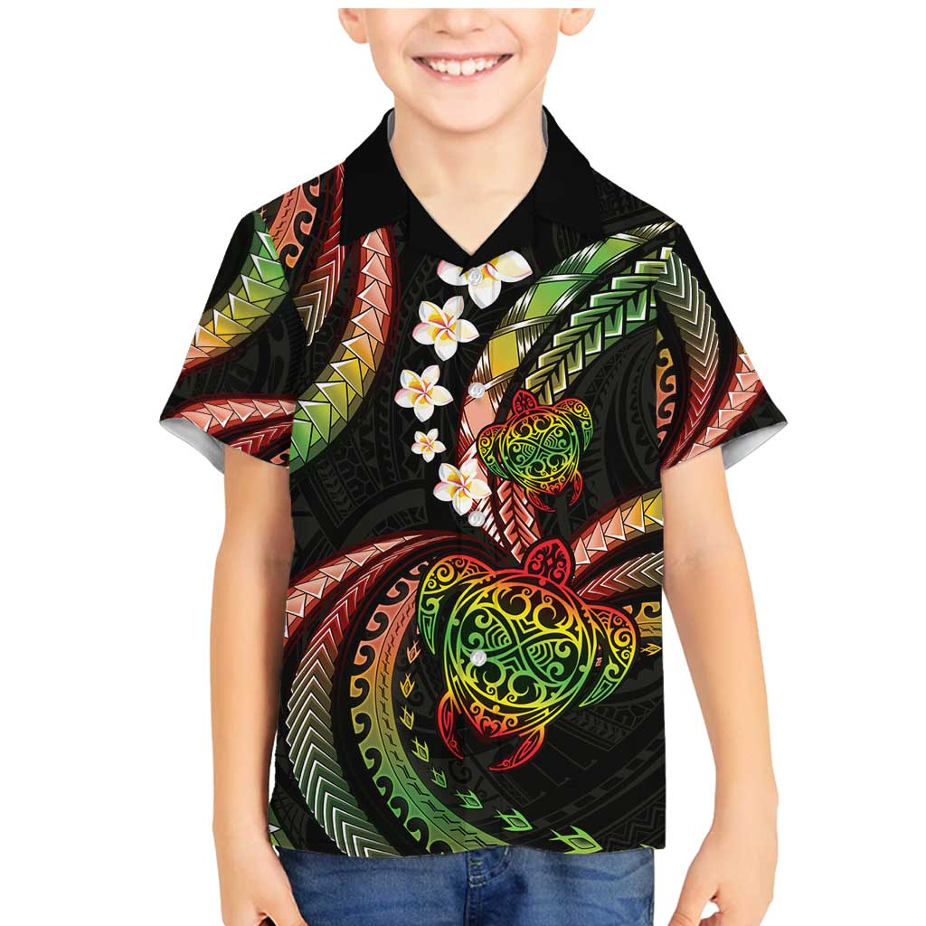 Hawaii Turtles Plumeria Family Matching Mermaid Dress and Hawaiian Shirt Reggae Polynesian Pattern LT01 Son's Shirt Reggae - Polynesian Pride