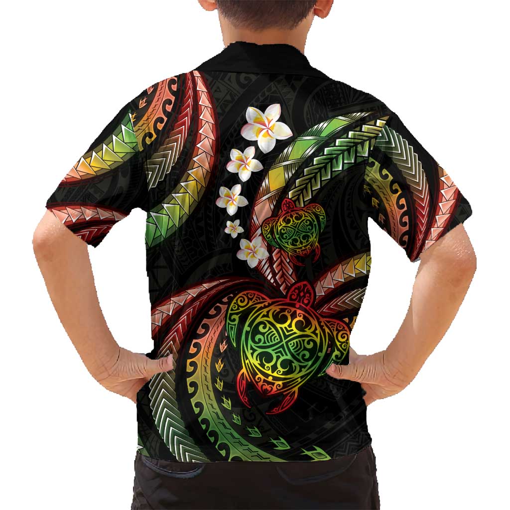 Hawaii Turtles Plumeria Family Matching Off Shoulder Maxi Dress and Hawaiian Shirt Reggae Polynesian Pattern LT01 - Polynesian Pride