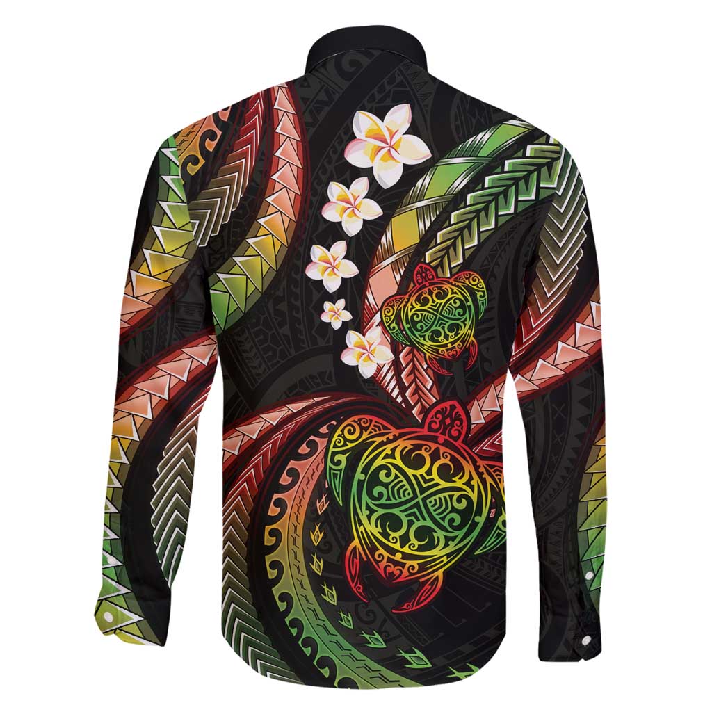 Hawaii Turtles Plumeria Family Matching Off Shoulder Maxi Dress and Hawaiian Shirt Reggae Polynesian Pattern LT01 - Polynesian Pride