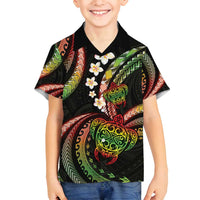 Hawaii Turtles Plumeria Family Matching Off Shoulder Maxi Dress and Hawaiian Shirt Reggae Polynesian Pattern LT01 Son's Shirt Reggae - Polynesian Pride