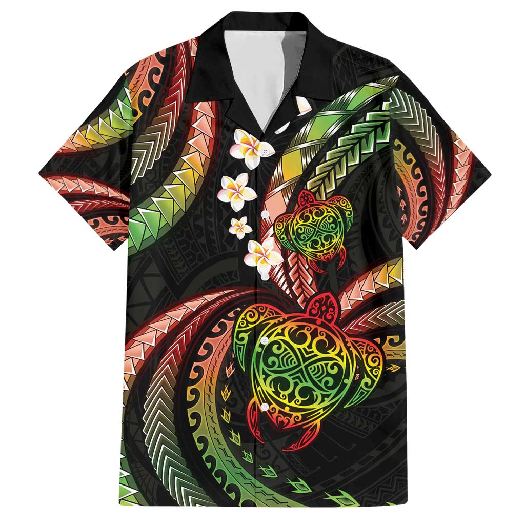 Hawaii Turtles Plumeria Family Matching Short Sleeve Bodycon Dress and Hawaiian Shirt Reggae Polynesian Pattern