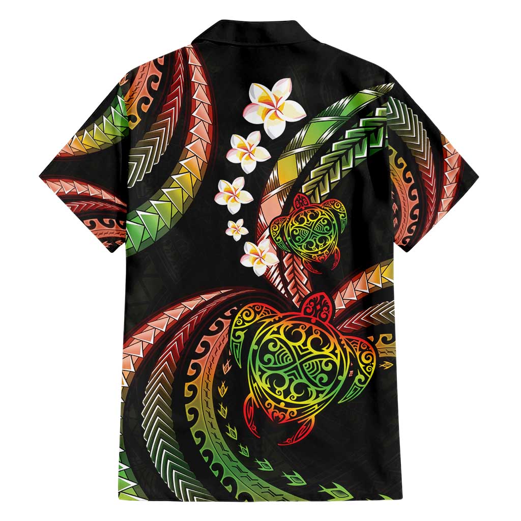 Hawaii Turtles Plumeria Family Matching Short Sleeve Bodycon Dress and Hawaiian Shirt Reggae Polynesian Pattern