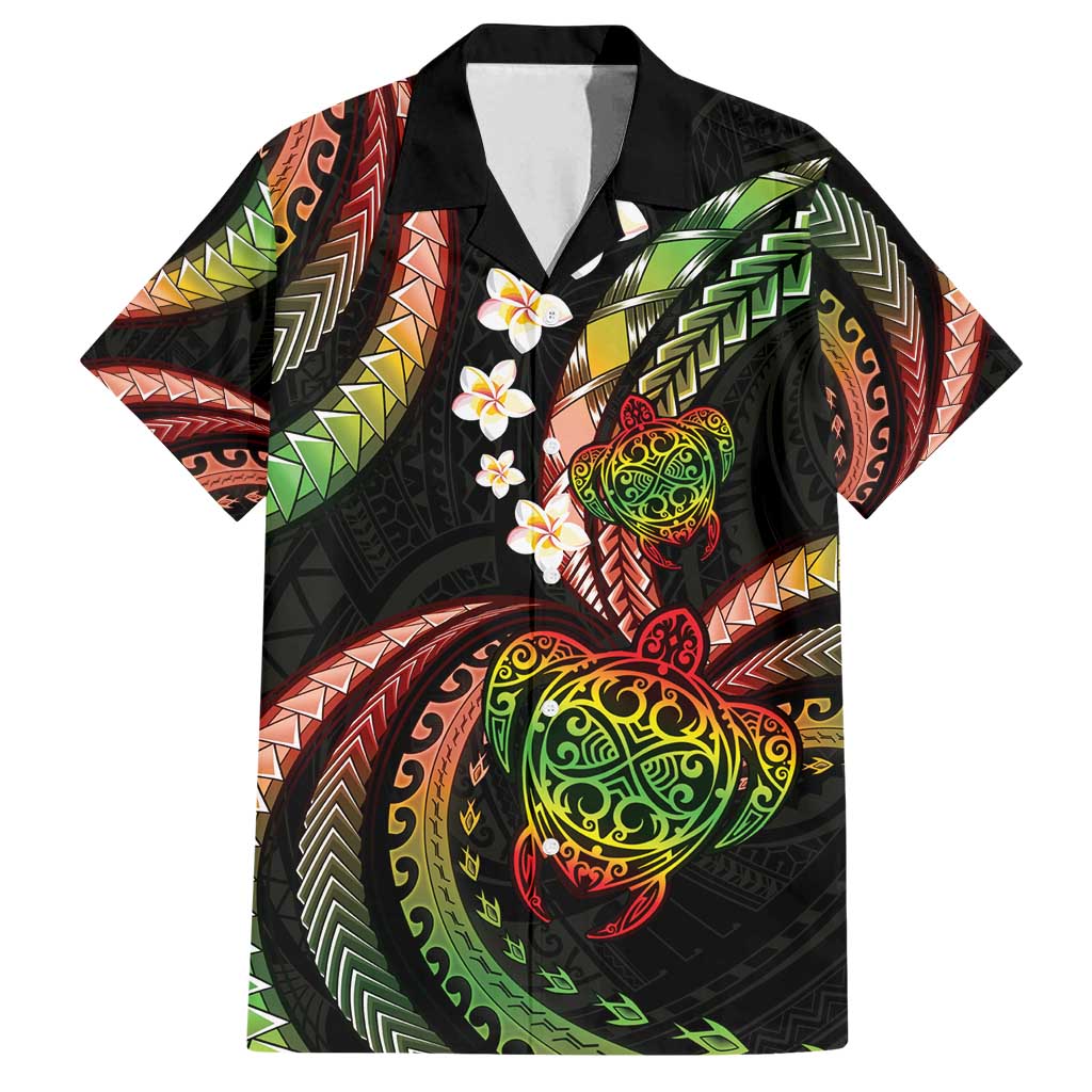 Hawaii Turtles Plumeria Family Matching Summer Maxi Dress and Hawaiian Shirt Reggae Polynesian Pattern