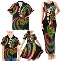 Hawaii Turtles Plumeria Family Matching Tank Maxi Dress and Hawaiian Shirt Reggae Polynesian Pattern