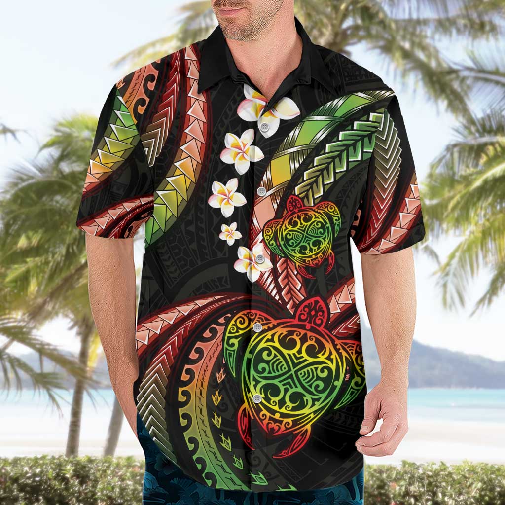 Hawaii Turtles Plumeria Hawaiian Shirt Reggae Polynesian Pattern