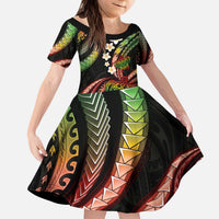 Hawaii Turtles Plumeria Kid Short Sleeve Dress Reggae Polynesian Pattern LT01 KID Reggae - Polynesian Pride