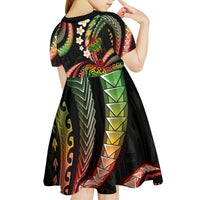 Hawaii Turtles Plumeria Kid Short Sleeve Dress Reggae Polynesian Pattern LT01 - Polynesian Pride