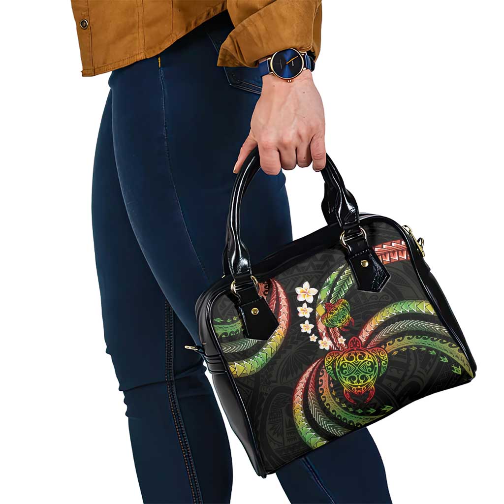 Hawaii Turtles Plumeria Shoulder Handbag Reggae Polynesian Pattern