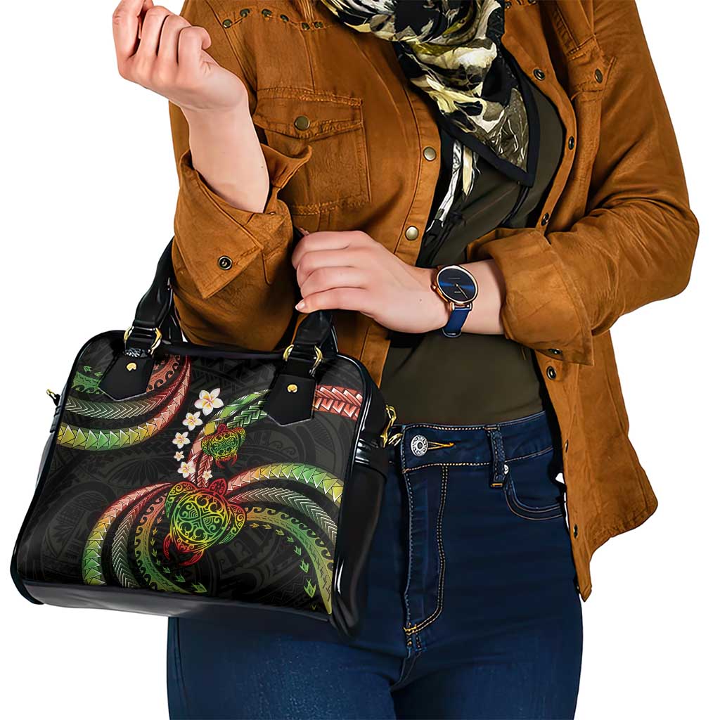 Hawaii Turtles Plumeria Shoulder Handbag Reggae Polynesian Pattern
