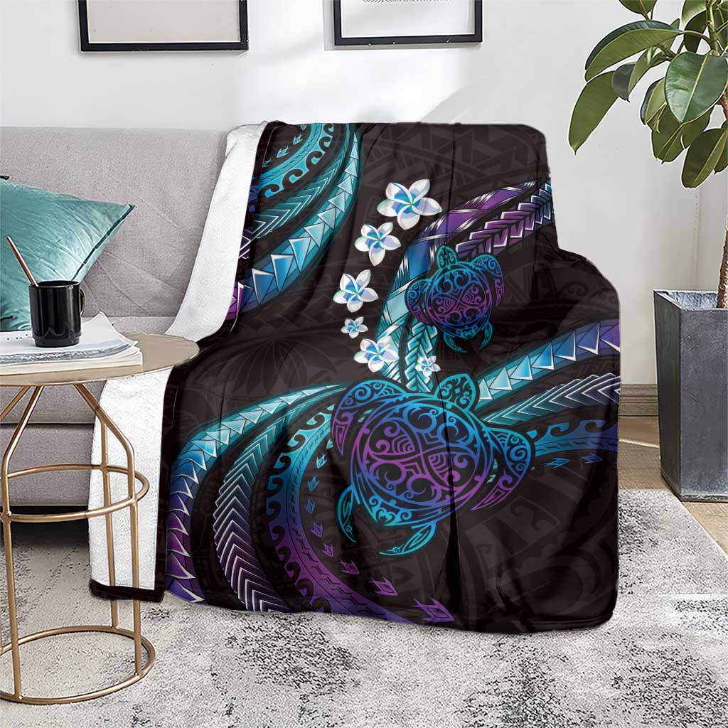 Hawaii Turtles Plumeria Blanket Amethyst Gradient Polynesian Pattern