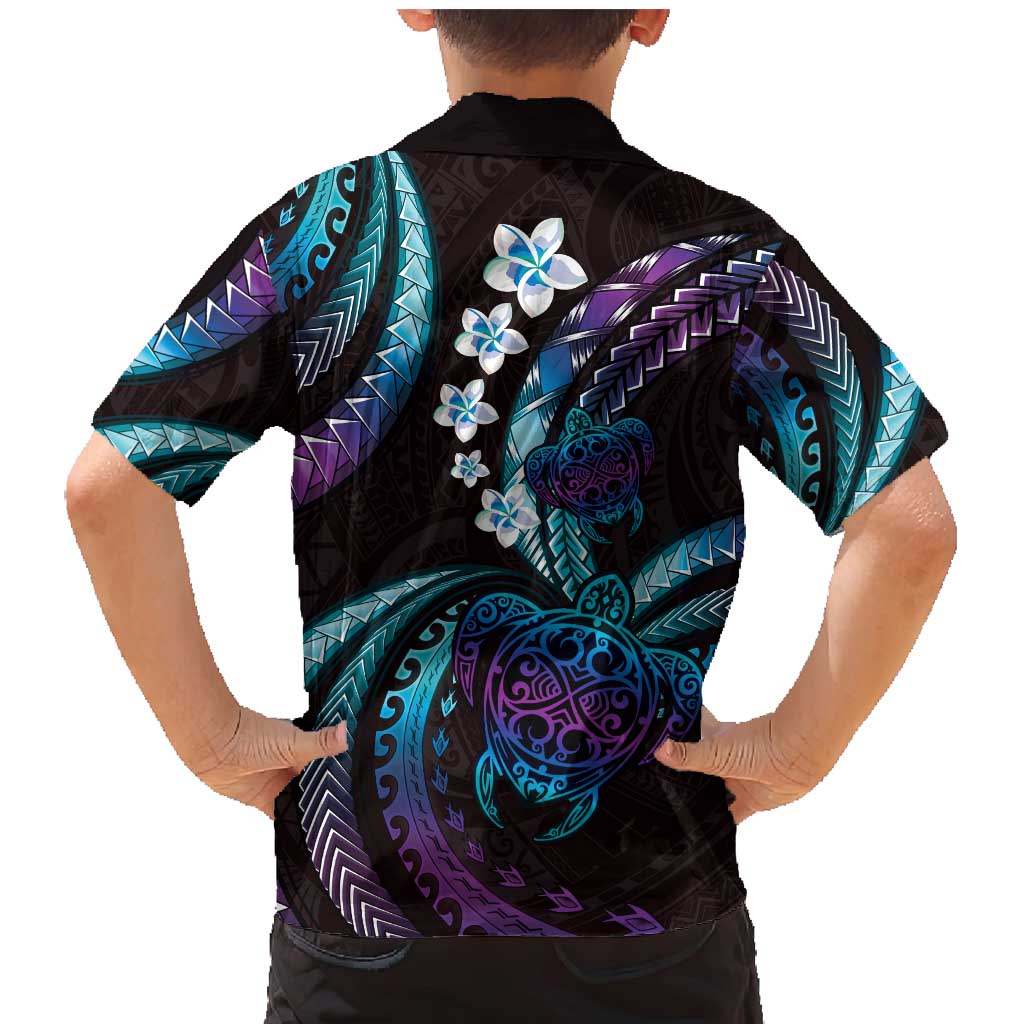 Hawaii Turtles Plumeria Family Matching Mermaid Dress and Hawaiian Shirt Amethyst Gradient Polynesian Pattern LT01 - Polynesian Pride