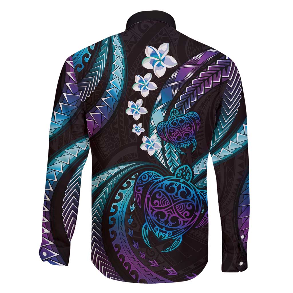 Hawaii Turtles Plumeria Family Matching Mermaid Dress and Hawaiian Shirt Amethyst Gradient Polynesian Pattern LT01 - Polynesian Pride