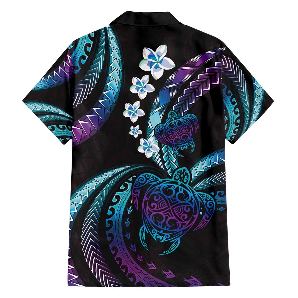 Hawaii Turtles Plumeria Family Matching Summer Maxi Dress and Hawaiian Shirt Amethyst Gradient Polynesian Pattern