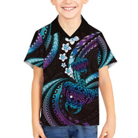 Hawaii Turtles Plumeria Hawaiian Shirt Amethyst Gradient Polynesian Pattern