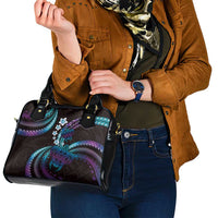 Hawaii Turtles Plumeria Shoulder Handbag Amethyst Gradient Polynesian Pattern
