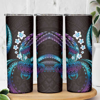 Hawaii Turtles Plumeria Skinny Tumbler Amethyst Gradient Polynesian Pattern LT01 - Polynesian Pride